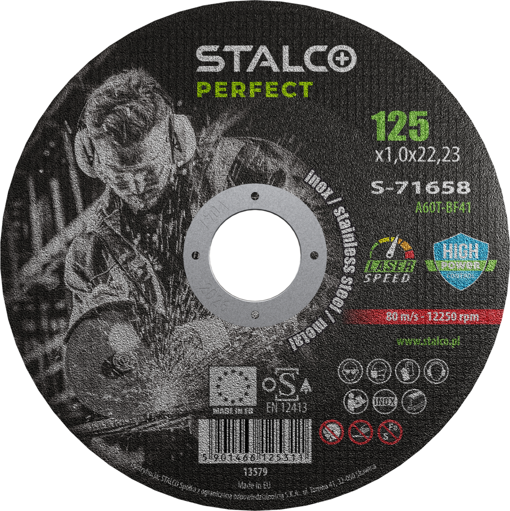 Tarcza do cięcia metalu - płaska ø 125 x 1,0 x 22, 23 mm, cyrkon Stalvo PERFECT S-71658