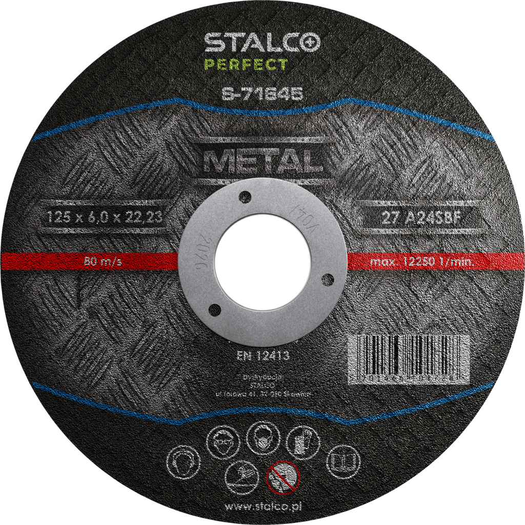 Tarcza do szlifowania metalu - wypukła ø 115 x 6,0 x 22, 23 mm Stalvo PERFECT S-71643