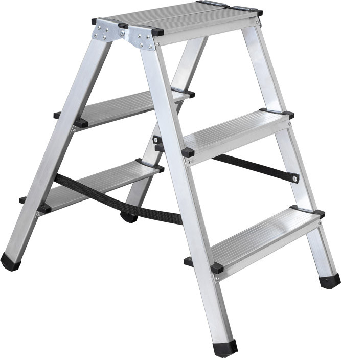 Drabina domowa dwustronna 150kg 2 x 2 stopnie (z podestem) , 1,20 kg Stalvo S-40525