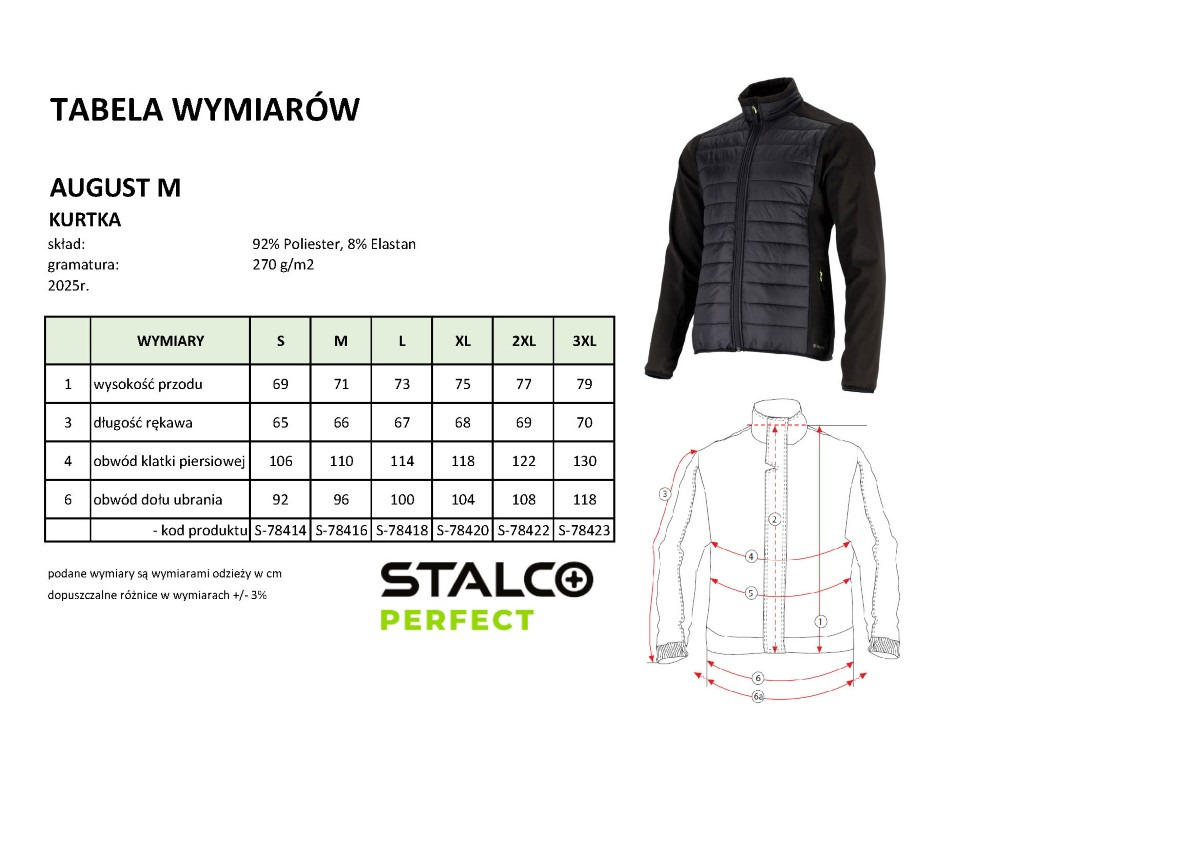 Bluza softshell męska AUGUST M S Czarny Stalvo PERFECT S-78414