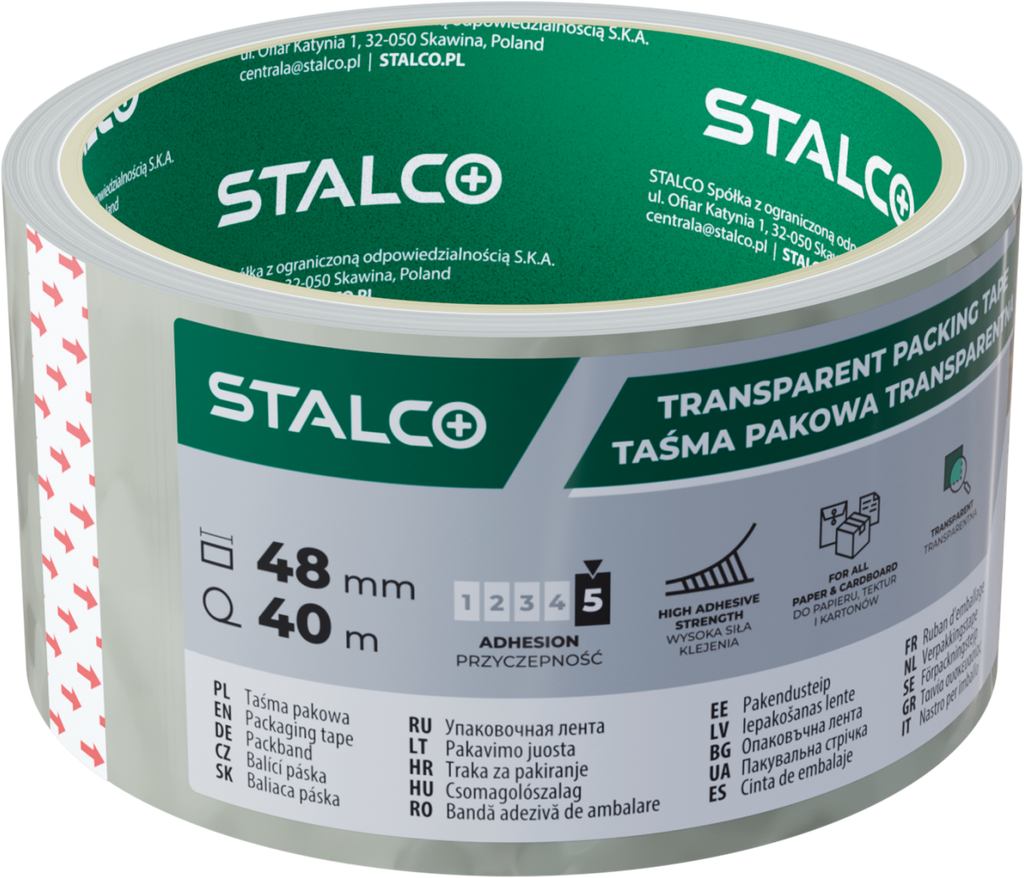 Taśma pakowa transparentna 48 mm x 40 m Stalvo s042338340