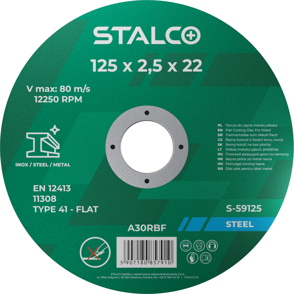 Tarcza do cięcia metalu płaska ø115 x 1,0 x 22,23 mm Stalvo S-59015