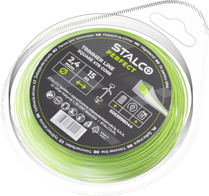 Żyłka tnąca kwadratowa Square XTR Core 2,4mm x 15m, kwadratowa Stalvo PERFECT S053998044