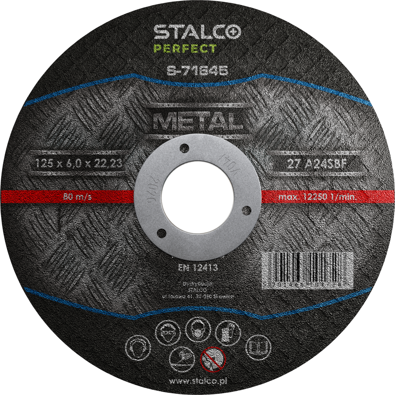 Tarcza do szlifowania metalu - wypukła ø 115 x 6,0 x 22, 23 mm Stalvo PERFECT S-71643
