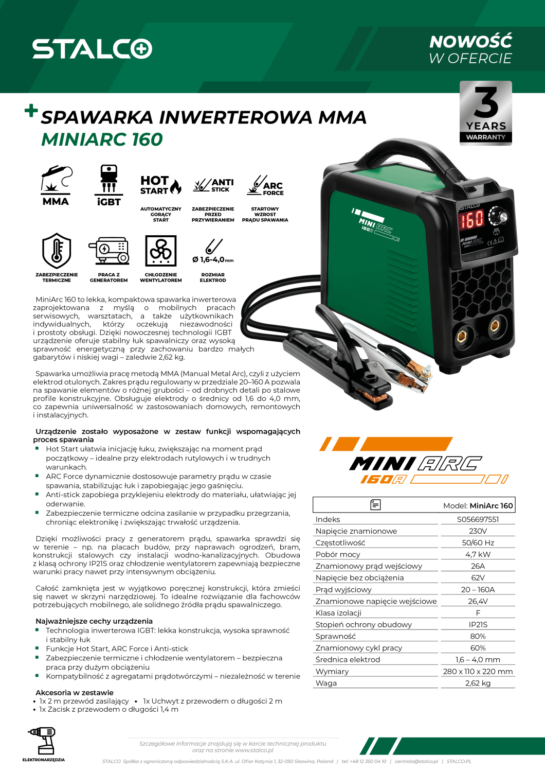 Spawarka MMA MiniArc 160 Stalvo S056697551 Stalvo S056697551