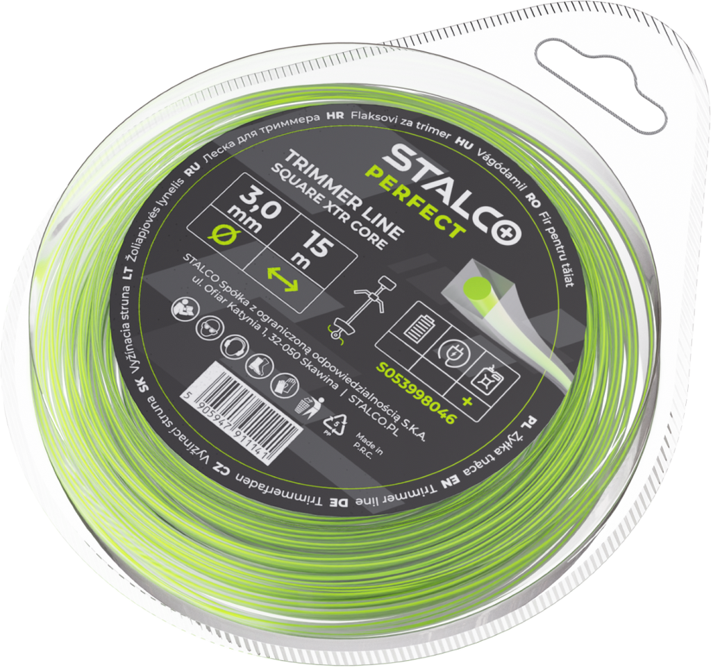 Żyłka tnąca kwadratowa Square XTR Core 2,4mm x 15m, kwadratowa Stalvo PERFECT S053998044