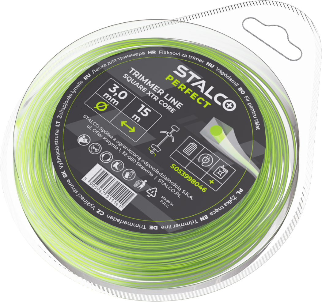 Żyłka tnąca kwadratowa Square XTR Core 2,4mm x 15m, kwadratowa Stalvo PERFECT S053998044