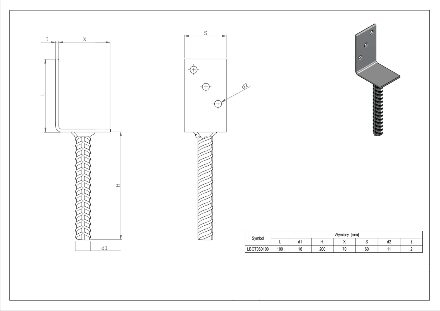 Łącznik belki LB 70x60x100mm ; 200mm LB Stalvo LB070100
