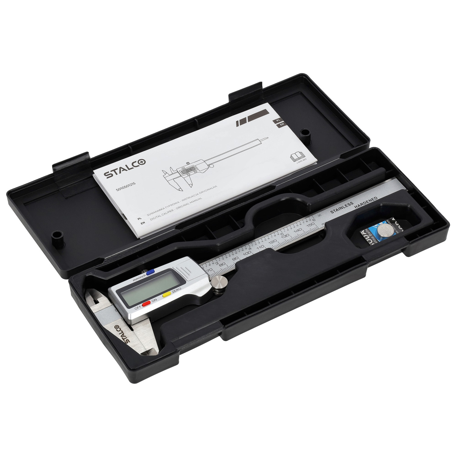Suwmiarka cyfrowa zakres 0-150mm, dokładność 0,01mm bateria 1,5V Stalvo S010501215 Stalvo S010501215