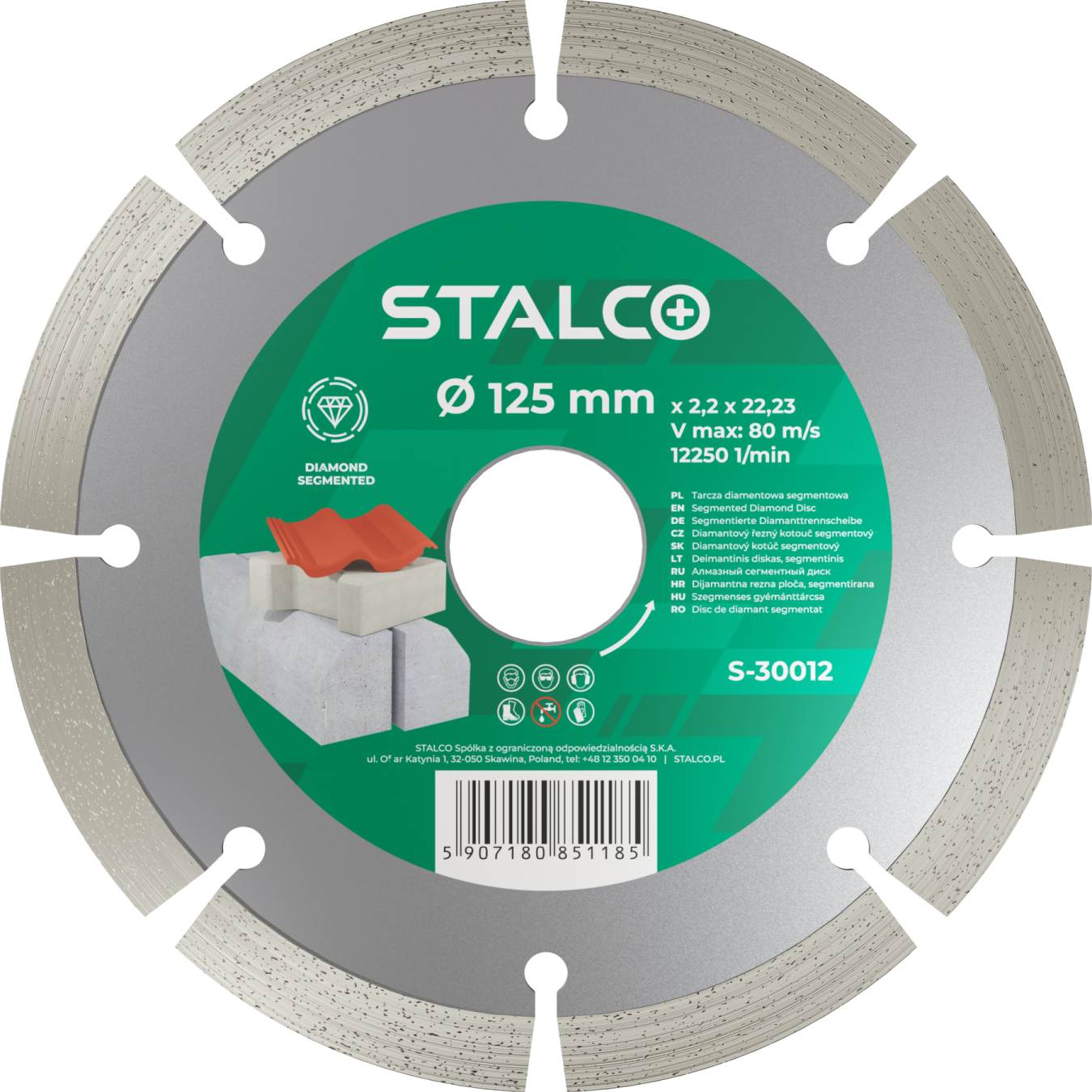 Tarcza diamentowa segmentowa ø115 x 2,0 x 22,23 mm Stalvo S-30011