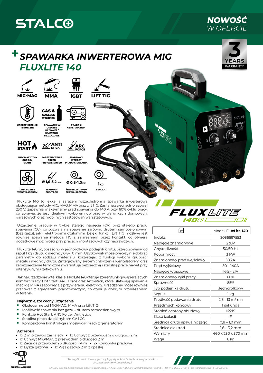 Spawarka MIG FluxLite 140 Stalvo S056697553 Stalvo S056697553