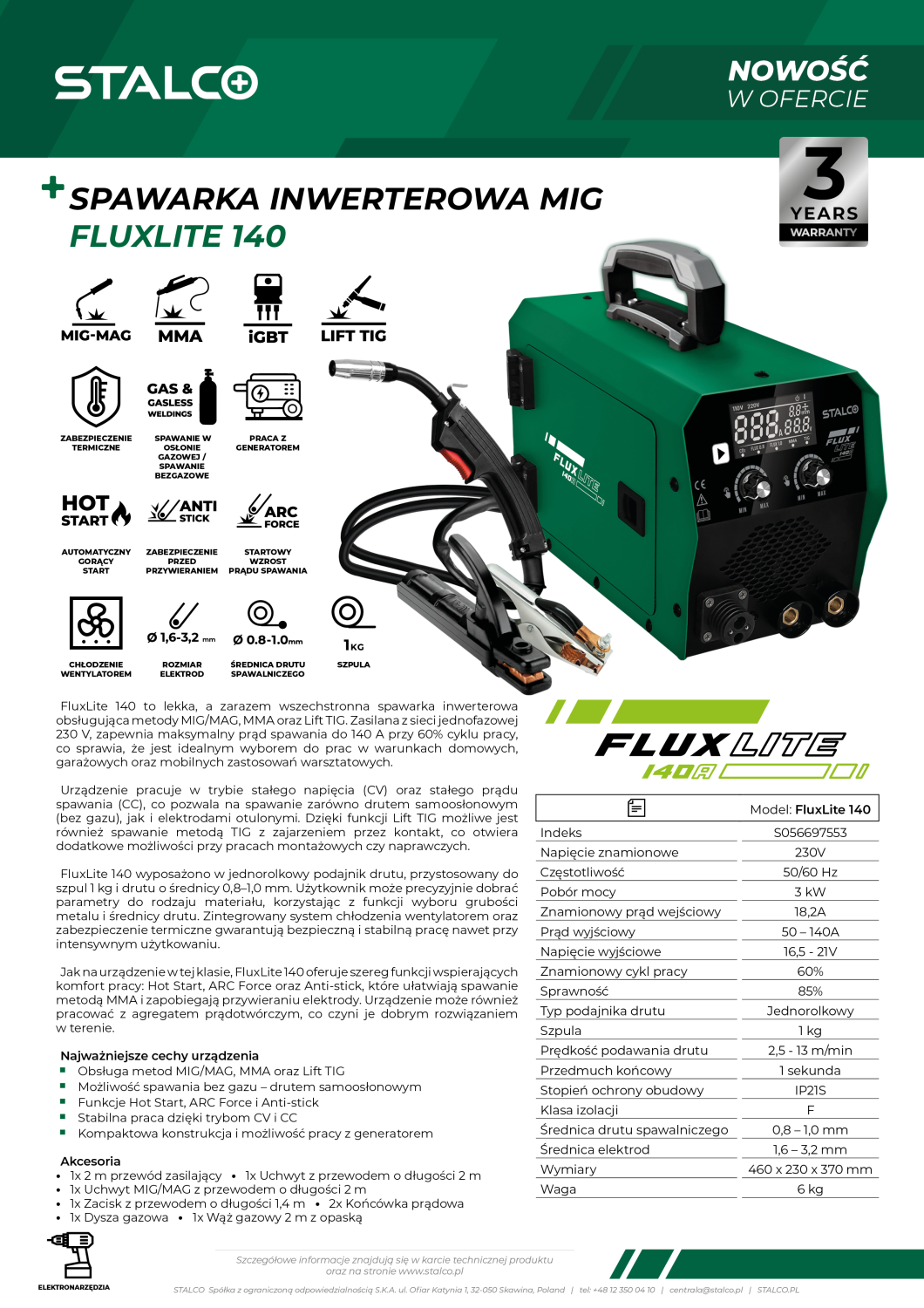 Spawarka MIG FluxLite 140 Stalvo S056697553 Stalvo S056697553