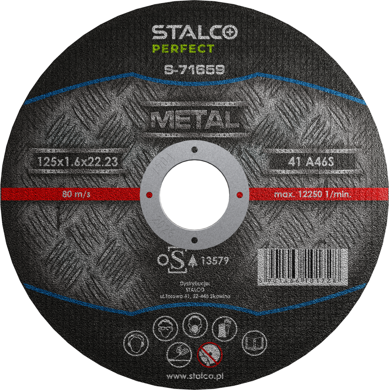Tarcza do cięcia metalu - płaska ø 115 x 1,0 x 22, 23 mm Stalvo PERFECT S-71651