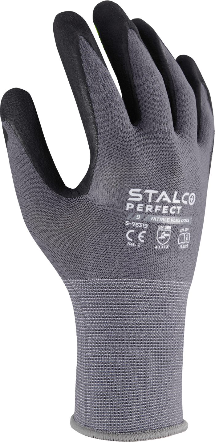Rękawice nylonowe NITRILE FLEX DOTS 6 Stalvo PERFECT S-76346