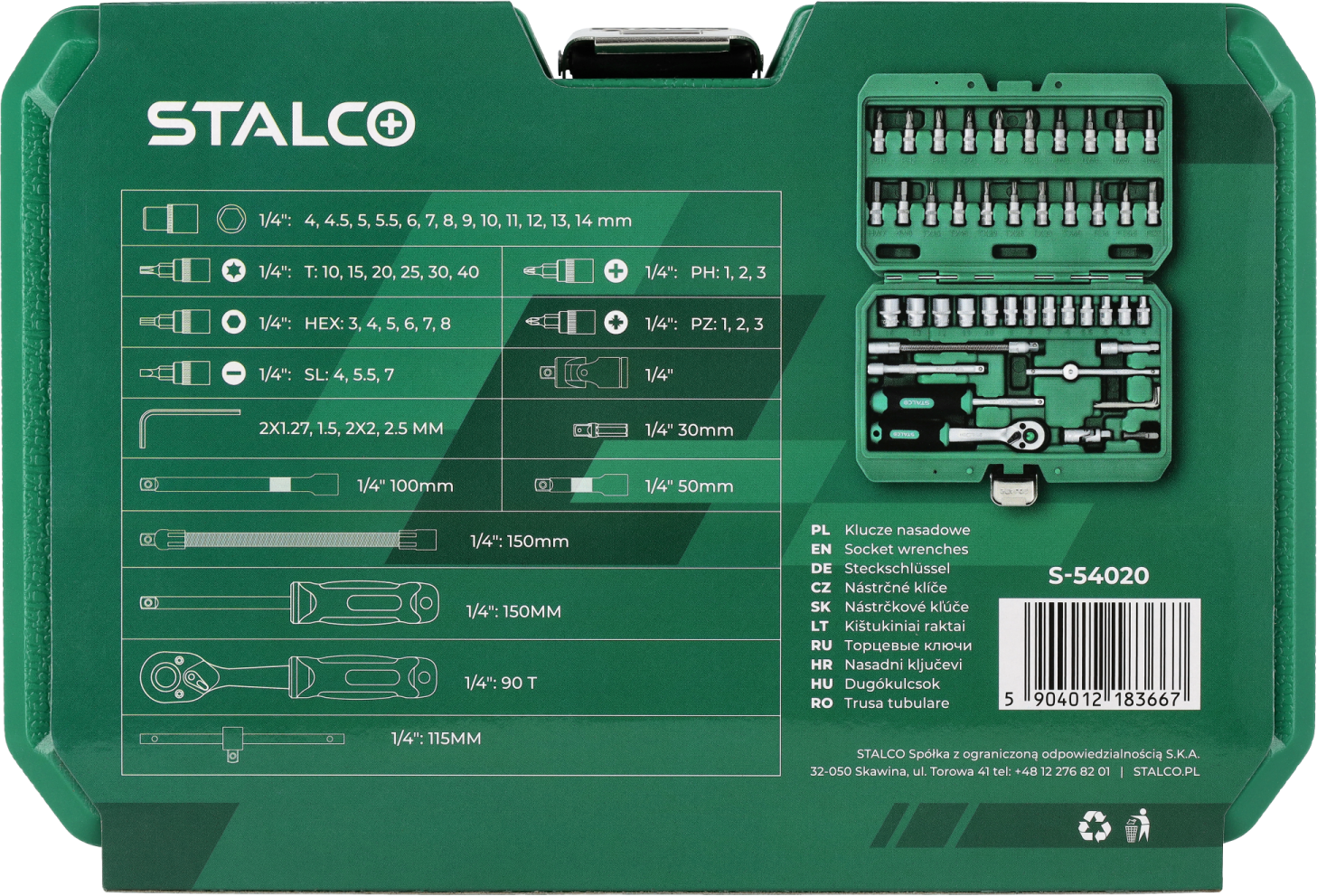 Zestaw kluczy nasadowych 48 elementów S-54020 Stalvo S-54020