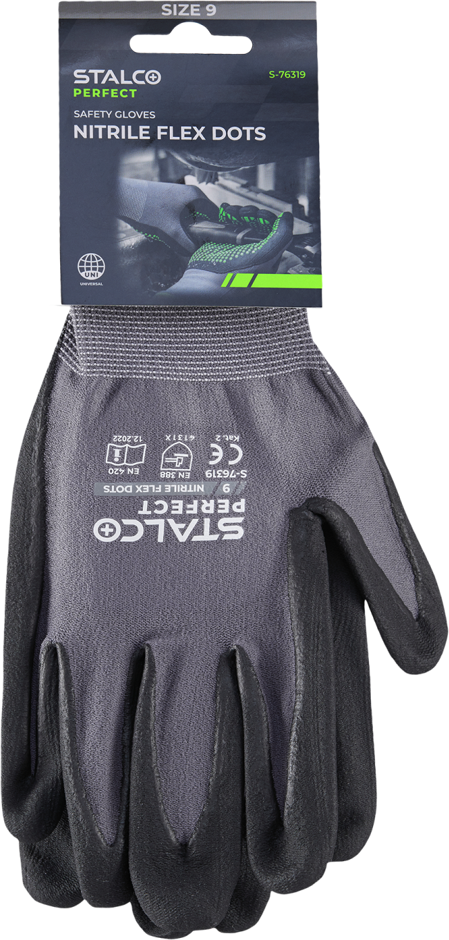 Rękawice nylonowe NITRILE FLEX DOTS 6 Stalvo PERFECT S-76346