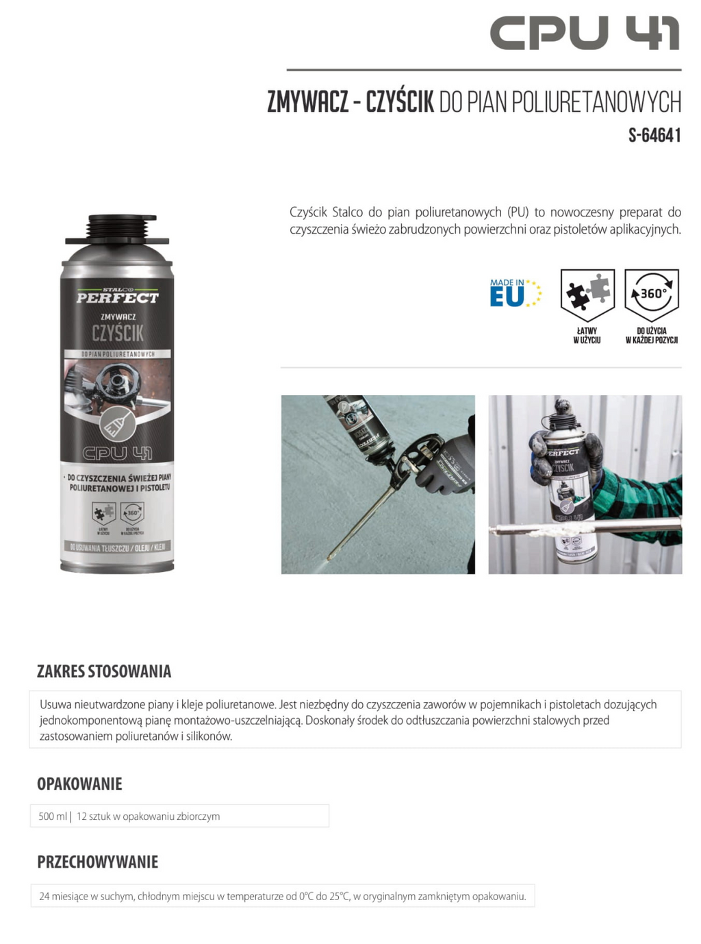 Czyścik do pian poliuretanowych CPU 41 Stalvo PERFECT S-64641