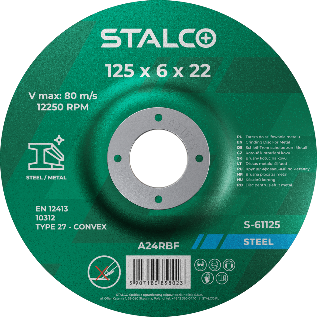 Tarcza do szlifowania metalu ø115 x 6,0 x 22,23 mm Stalvo S-61115