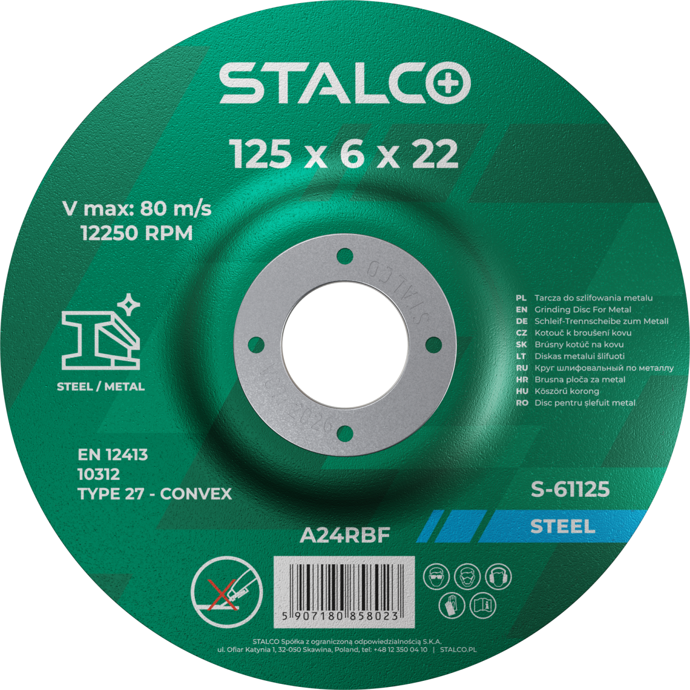 Tarcza do szlifowania metalu ø115 x 6,0 x 22,23 mm Stalvo S-61115
