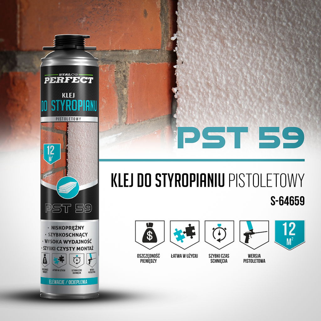 Pianoklej do styropianu pistoletowy PST 59 Stalvo PERFECT S-64659